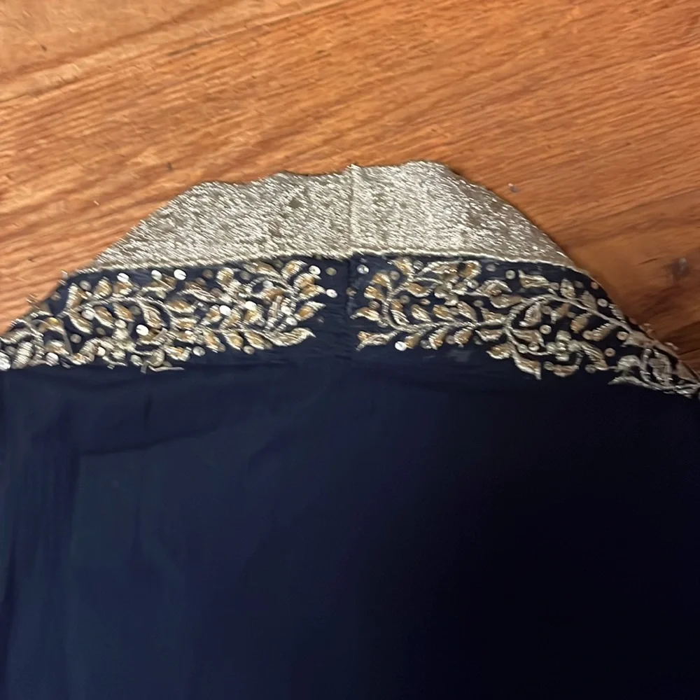 Indian dress, salwar kameez set in georgette, navy blue - Picture 5 of 7
